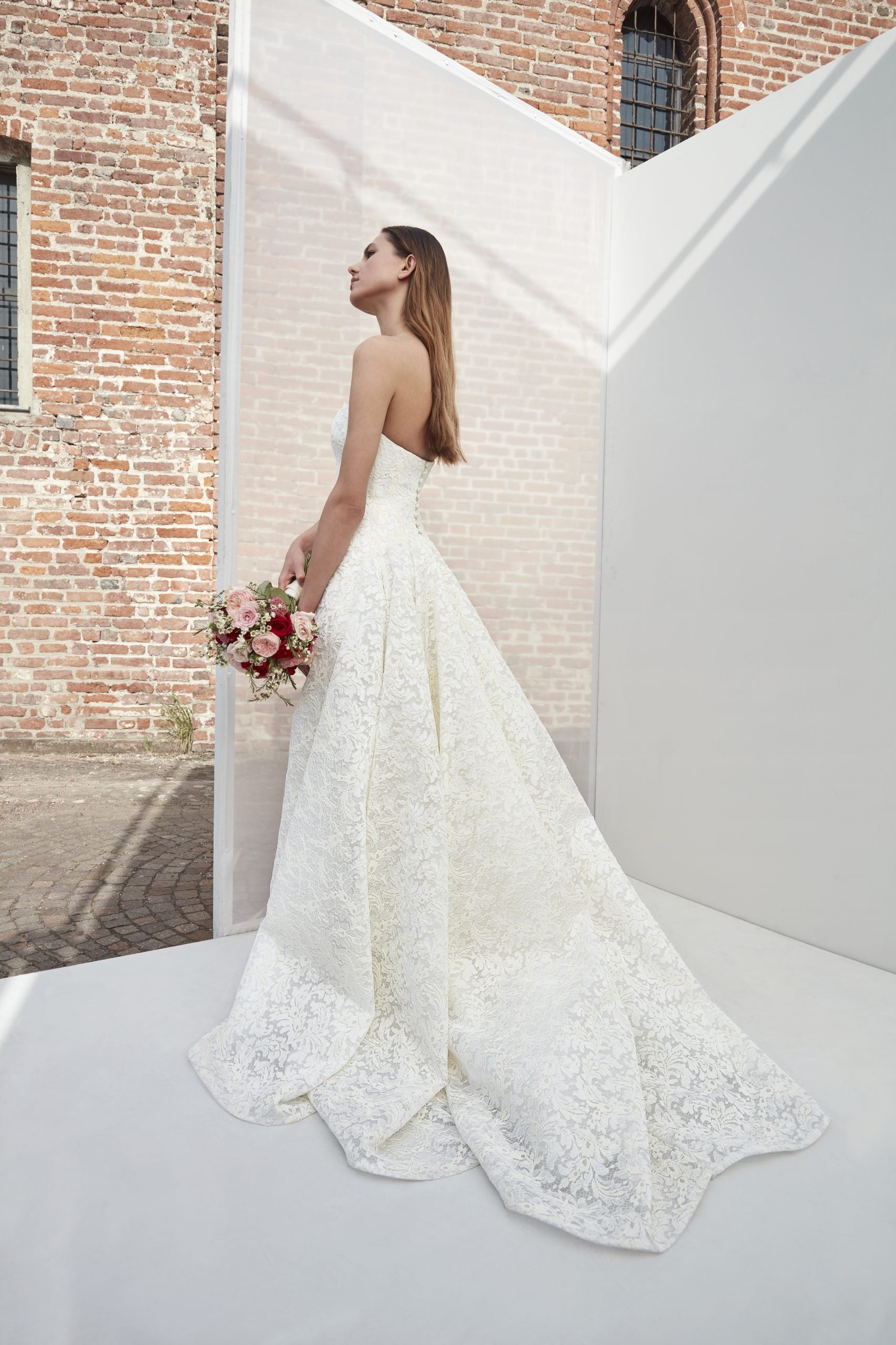 Strapless Lace A-line Wedding Dress by Peter Langner - Image 2