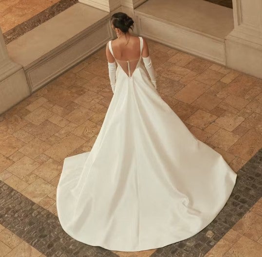Sleeveless Fit And Flare Wedding Dress With Open Illusion Back by Rivini - Image 2
