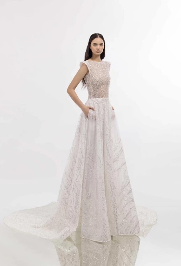 High Neck Shimmer A-line Wedding Dress by Tony Ward - Image 1