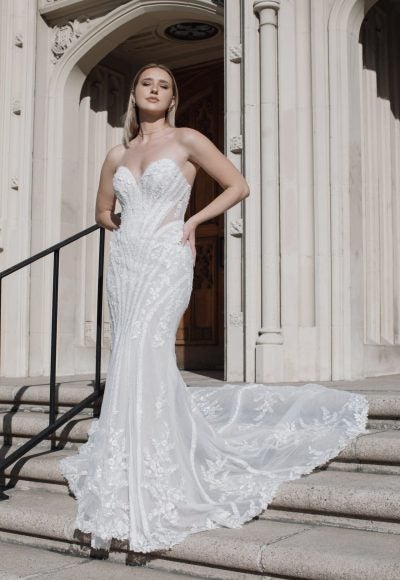 Strapless Fit And Flare Wedding Dress With Detailed Train by Essense of Australia
