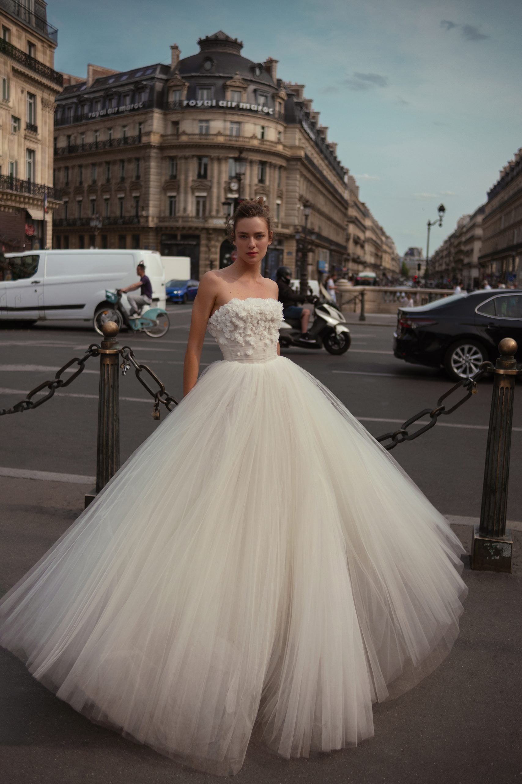 Strapless Ball Gown Wedding Dress With Tulle Skirt by Nicole + Felicia - Image 1