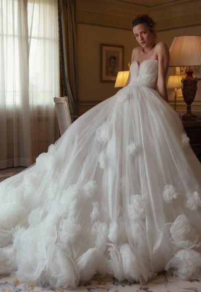 Strapless Ball Gown Wedding Dress With Textured Skirt by Nicole + Felicia