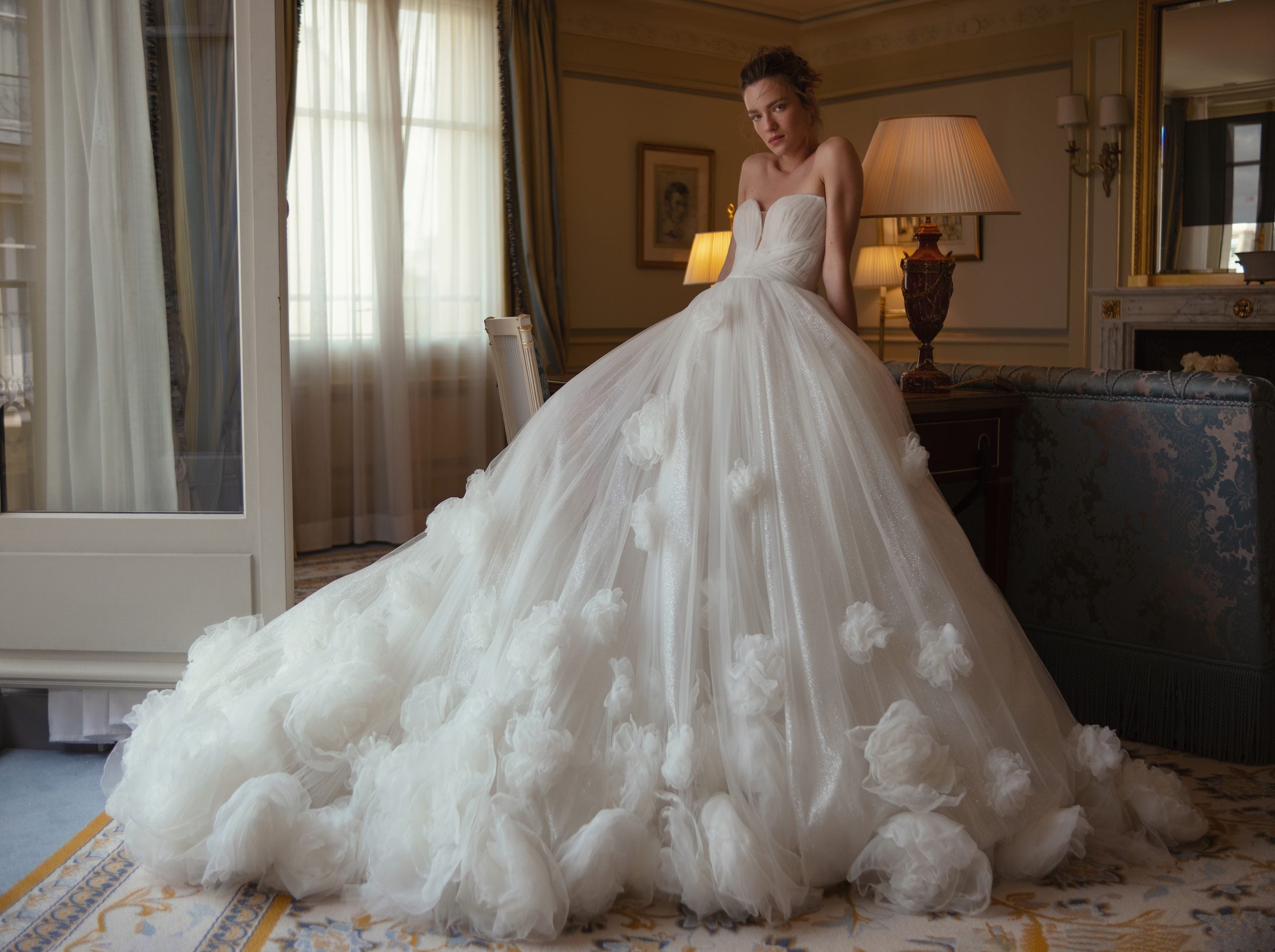 Strapless Ball Gown Wedding Dress With Textured Skirt by Nicole + Felicia - Image 1