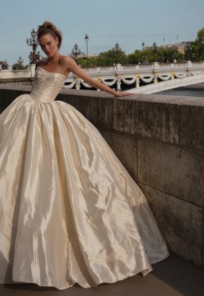 Strapless Ball Gown Wedding Dress by Nicole + Felicia