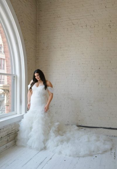 Fit And Flare Wedding Dress With Tulle Skirt by Martina Liana