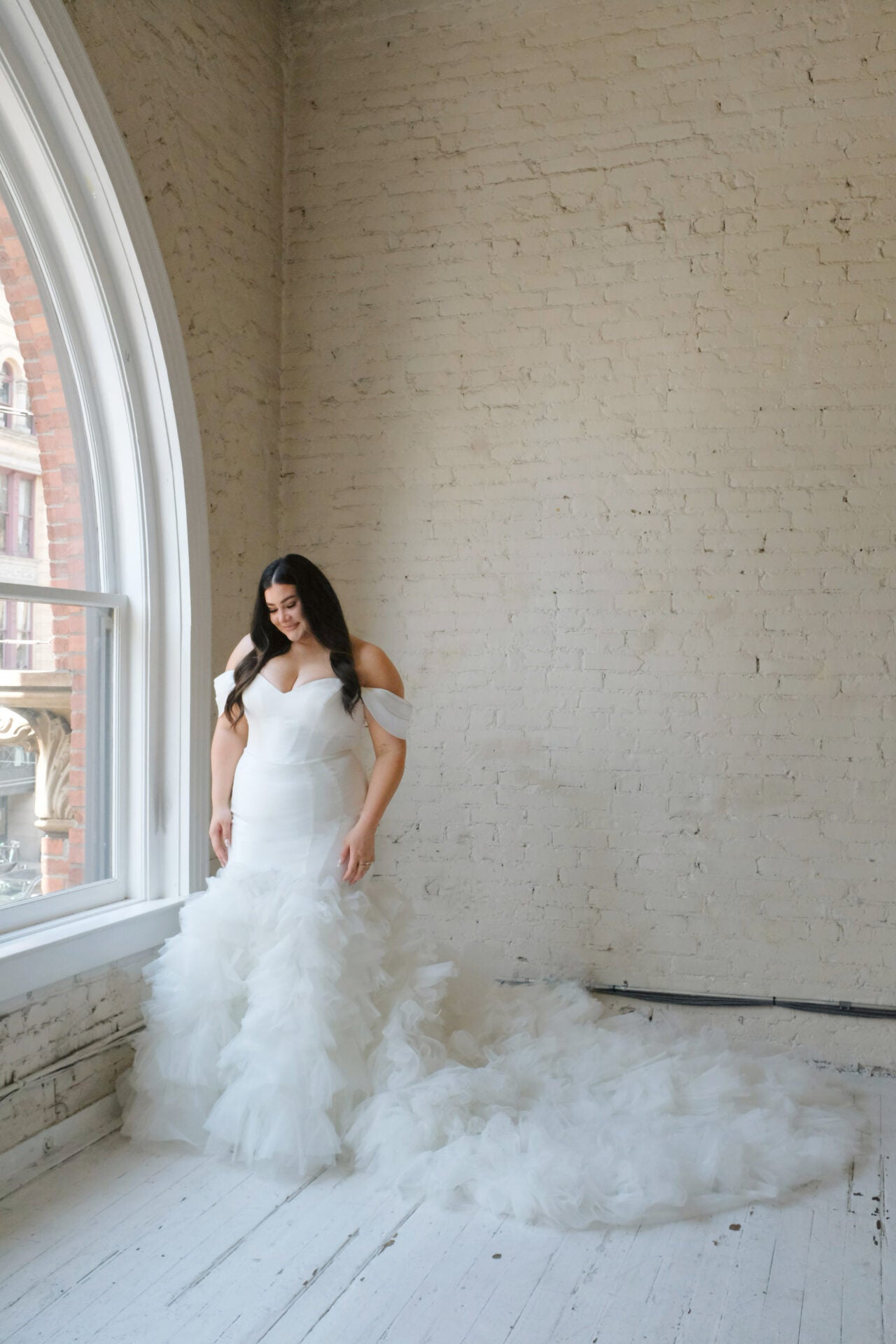 Fit And Flare Wedding Dress With Tulle Skirt by Martina Liana - Image 1