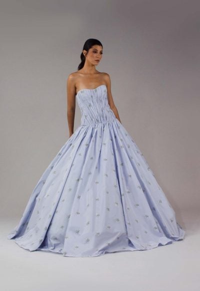 Romantic Blue Ball Gown With Sweetheart Neckline by Nadia Manjarrez
