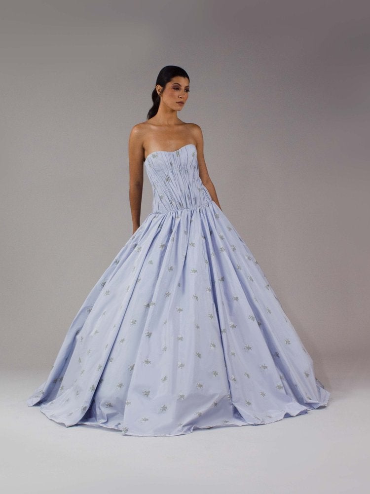 Romantic Blue Ball Gown With Sweetheart Neckline by Nadia Manjarrez - Image 1