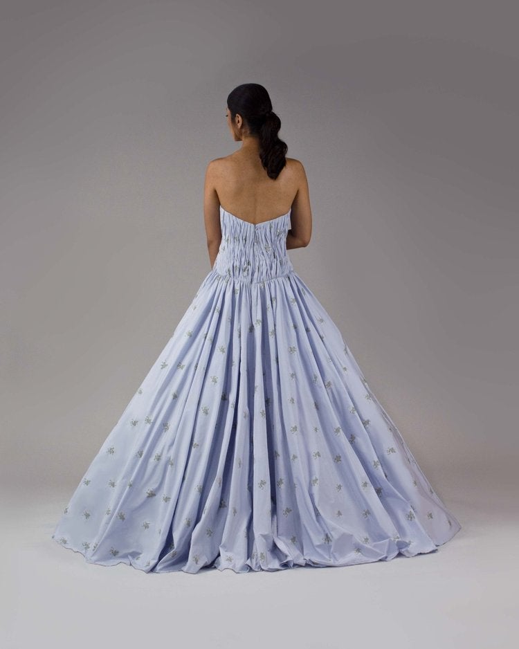 Romantic Blue Ball Gown With Sweetheart Neckline by Nadia Manjarrez - Image 2