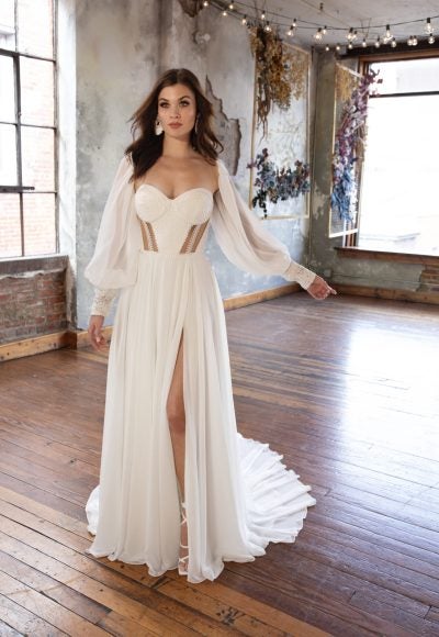 Strapless A-line Wedding Dress With Detachable Long Sleeves by All Who Wander