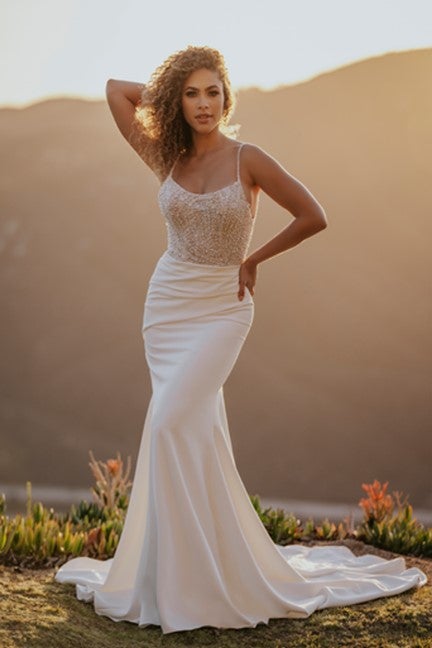 Sheath Wedding Dress With Beaded Bodice by Allure Bridals - Image 1
