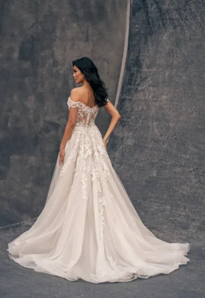 Plus-Size Sexy and Romantic A-line Wedding Dress With Slit by Allure Bridals - Image 3