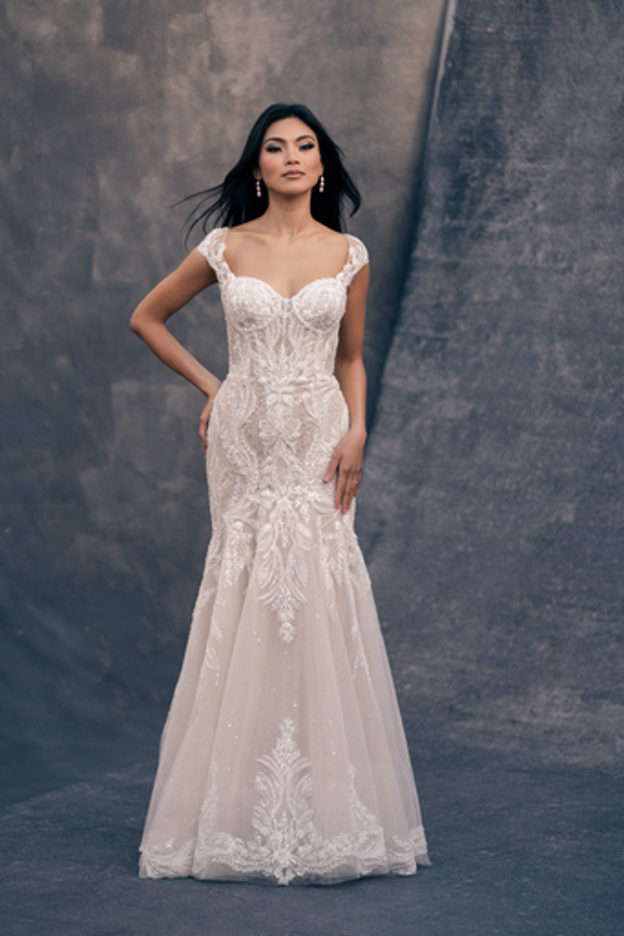 Romanic And Sexy Exposed Boning Fit And Flare Gown by Allure Bridals