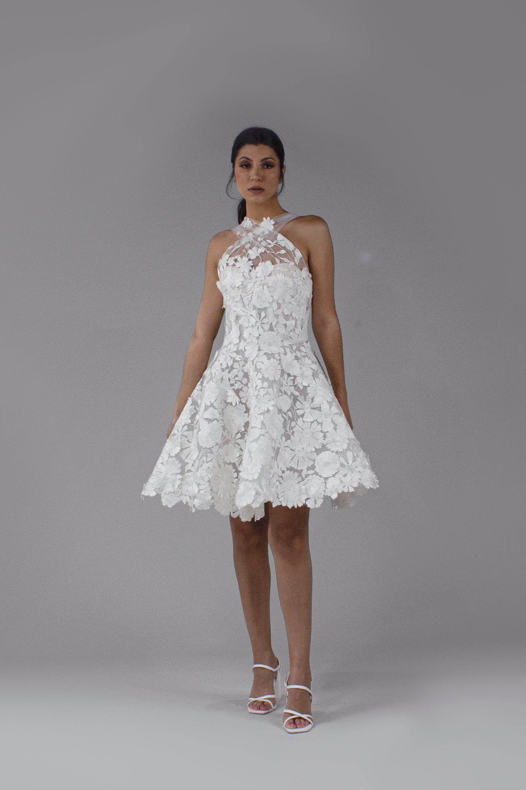 Romantic And Trendy A-line Halter Gown With A Natural Waist And Detachable Skirt by Nadia Manjarrez - Image 3