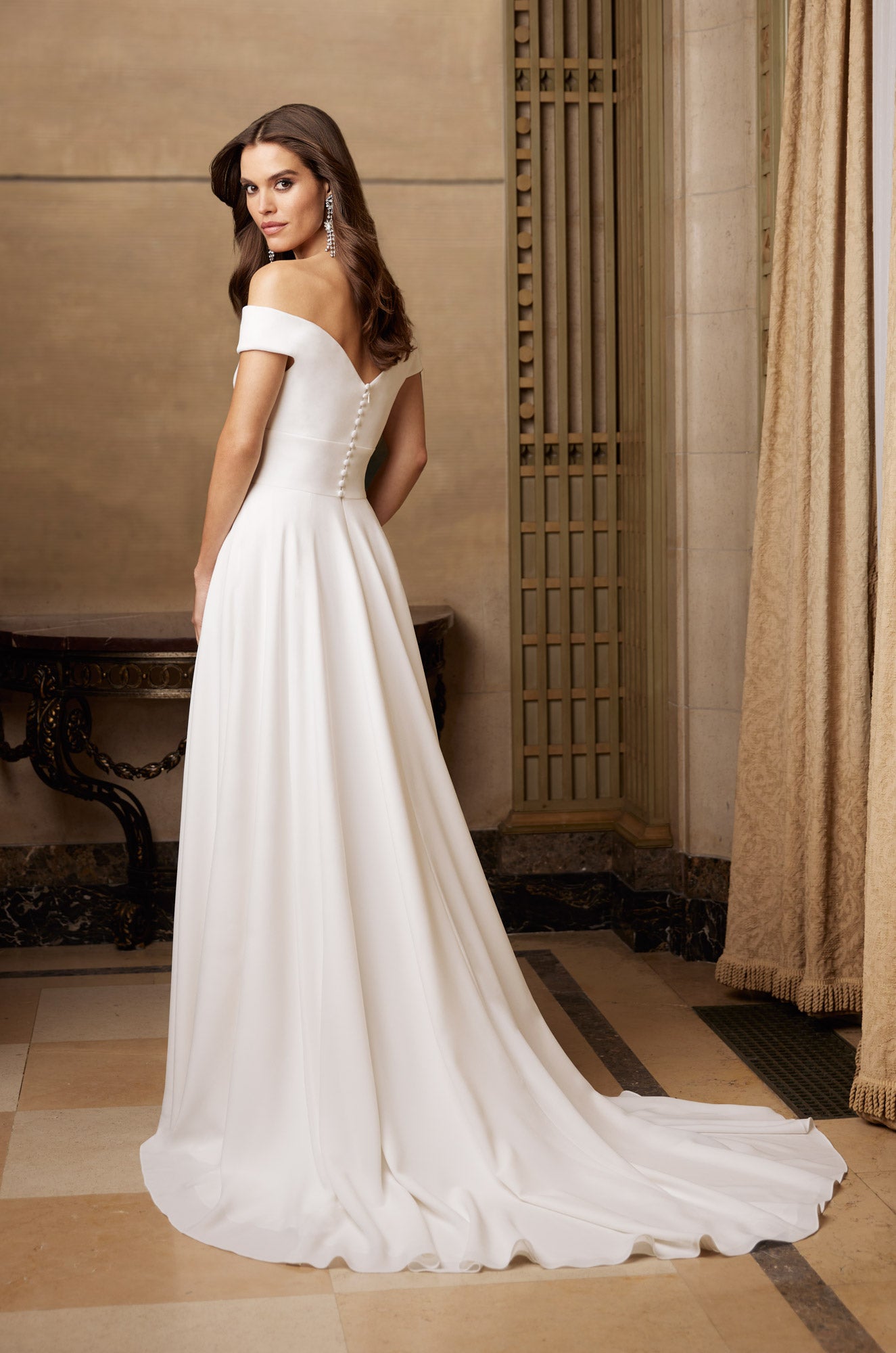 Off-the-shoulder Classic Gown by Paloma Blanca - Image 2