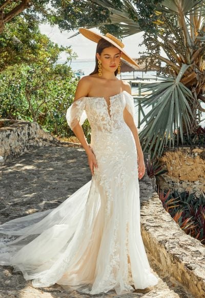 Sexy Off-the-Shoulder Lace Fitted Gown by Madison James