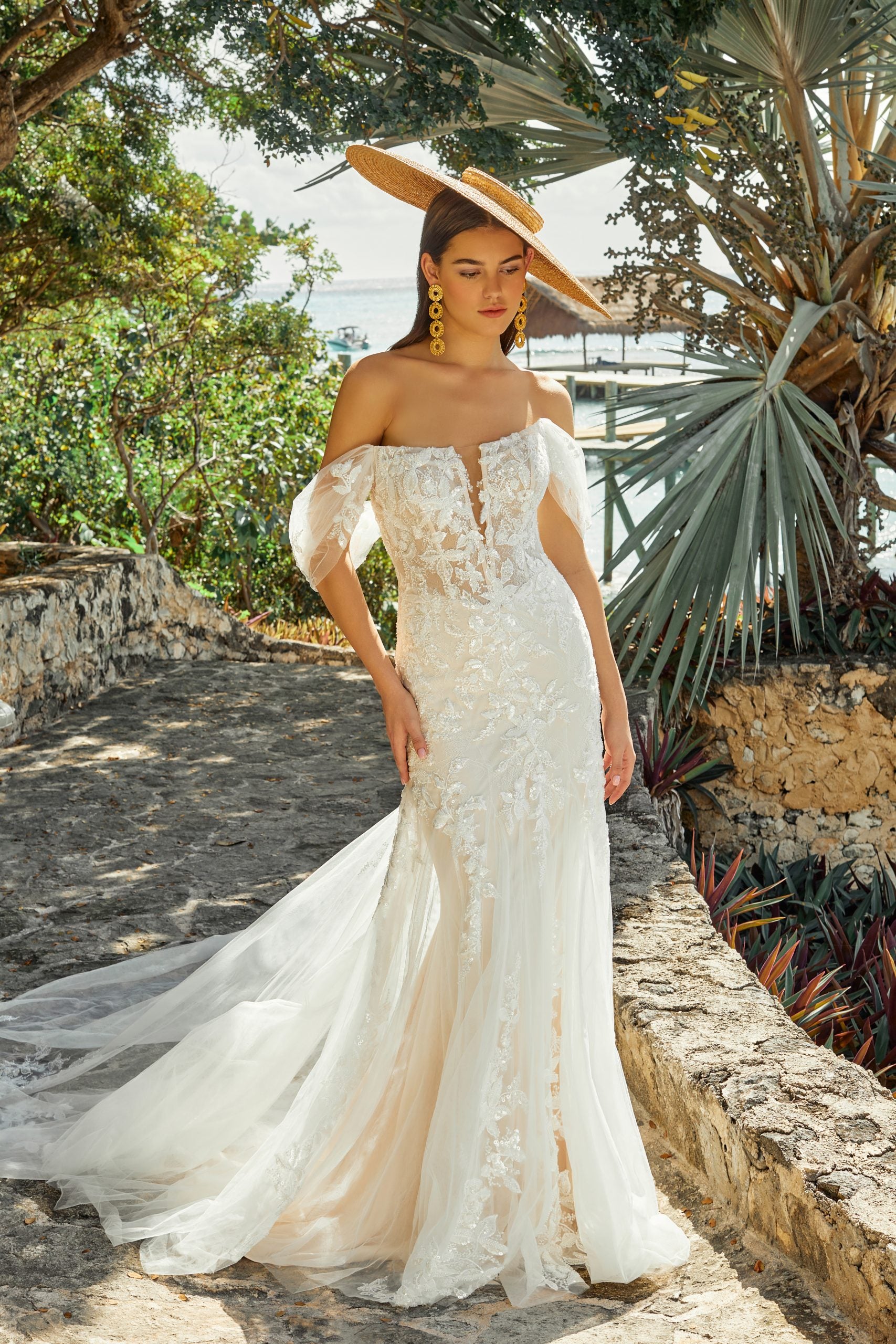 Sexy Off-the-Shoulder Lace Fitted Gown by Madison James
