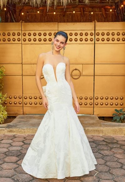 Elegant And Modern Brocade Fitted Gown by Madison James
