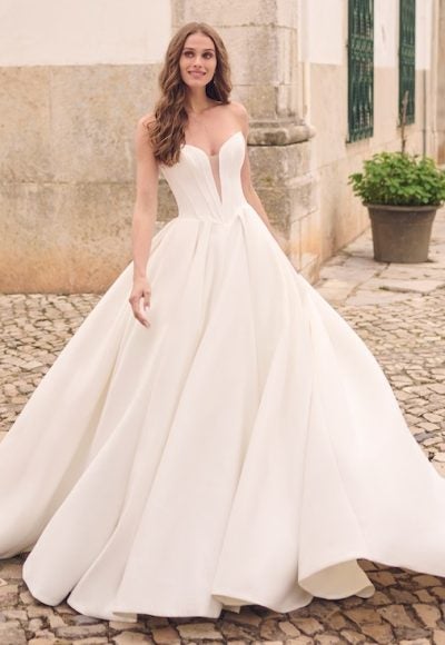 Simple Basque-Waist Corset Ball Gown by Maggie Sottero