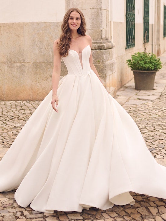 Simple Basque Waist Corset Gown by Maggie Sottero