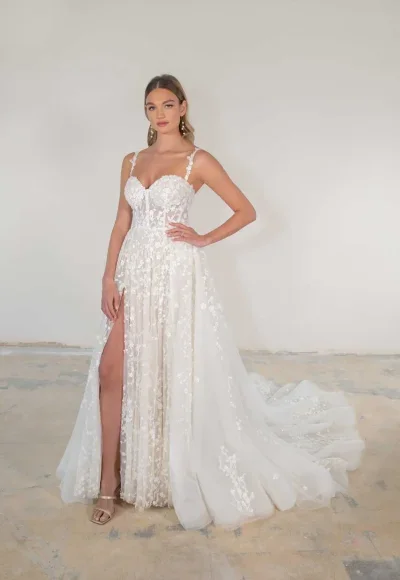 Romantic And Modern Lace A-line Gown by Martina Liana Luxe
