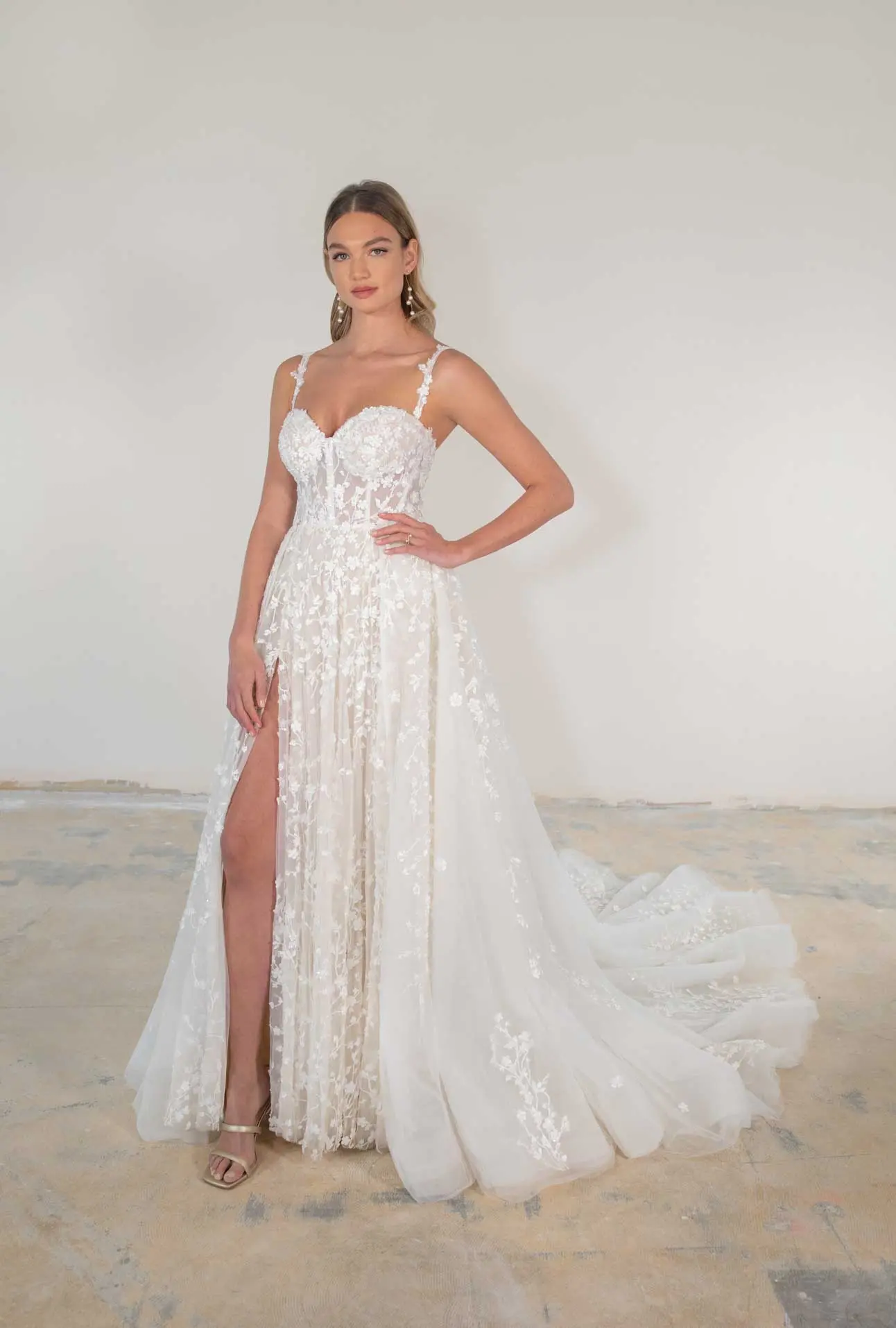 Romantic And Modern Lace A-line Gown by Martina Liana Luxe