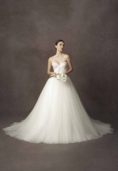 Strapless Fit And Flare Wedding Dress With Front Slit