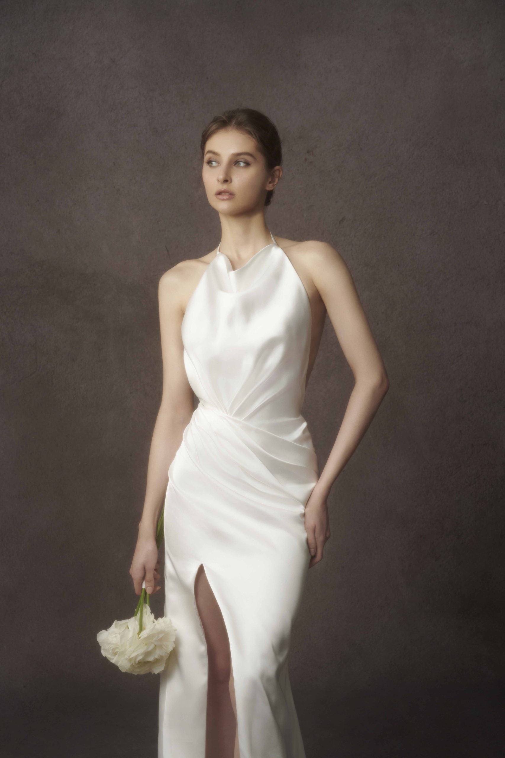Halter Dress With Side Slit by Nicole + Felicia - Image 3