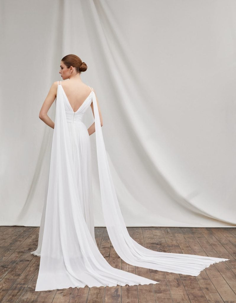 Romantic Silk A-line With Train Sleeves | Kleinfeld Bridal