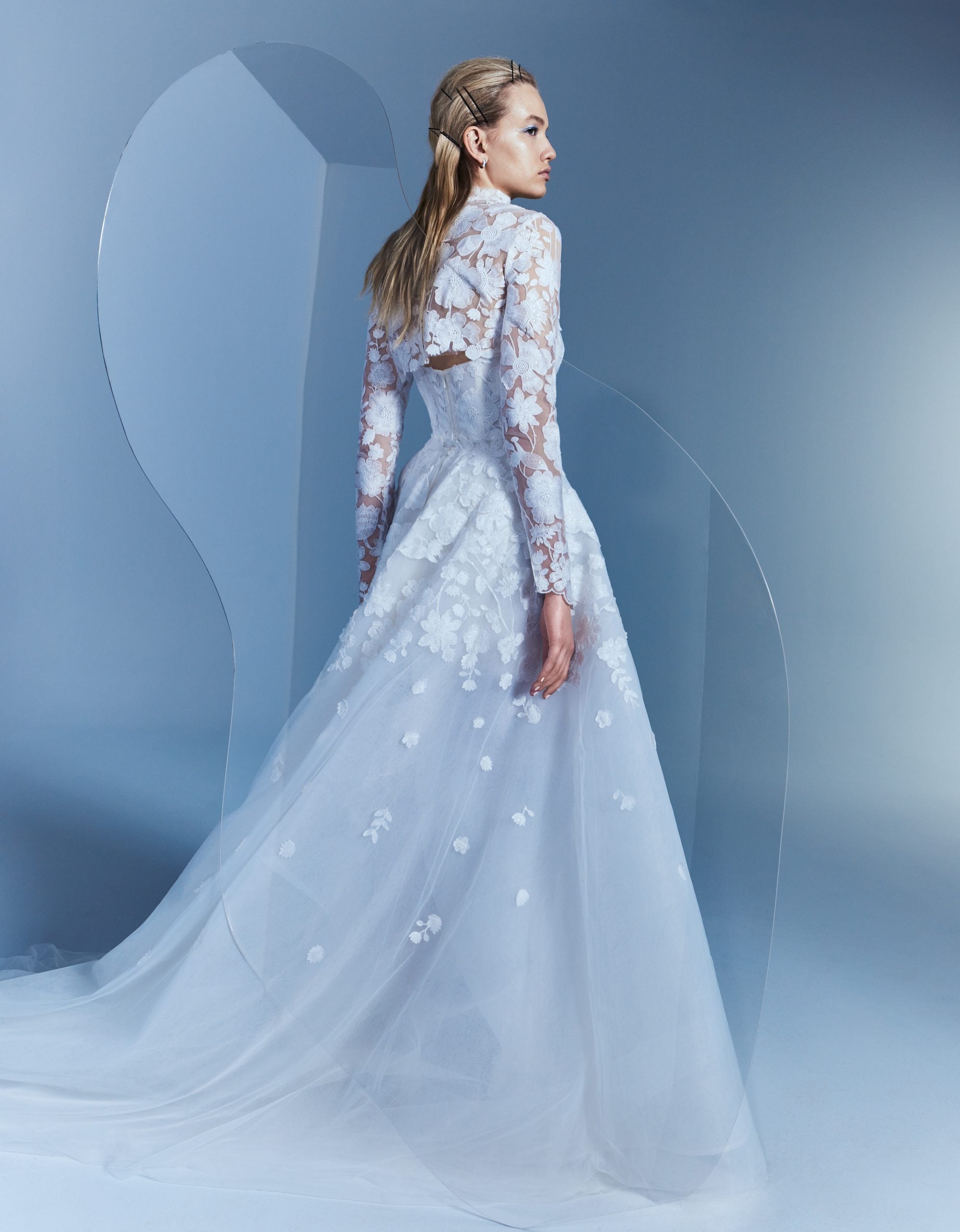 Romantic Convertible High-Necked Long Sleeve Gown by Alyne by Rita Vinieris - Image 2