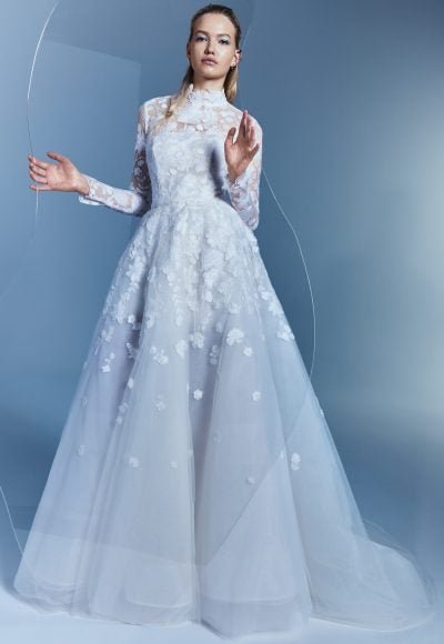 Romantic Convertible High-Necked Long Sleeve Gown by Alyne by Rita Vinieris