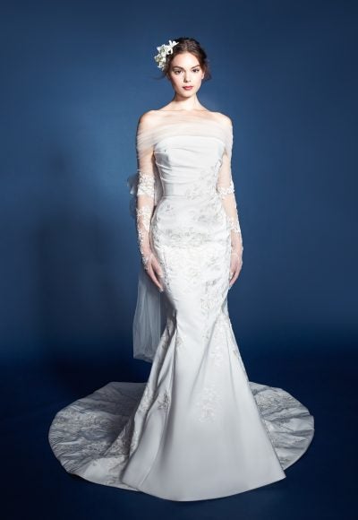 Embroidered Strapless Fitted Gown by MARCHESA