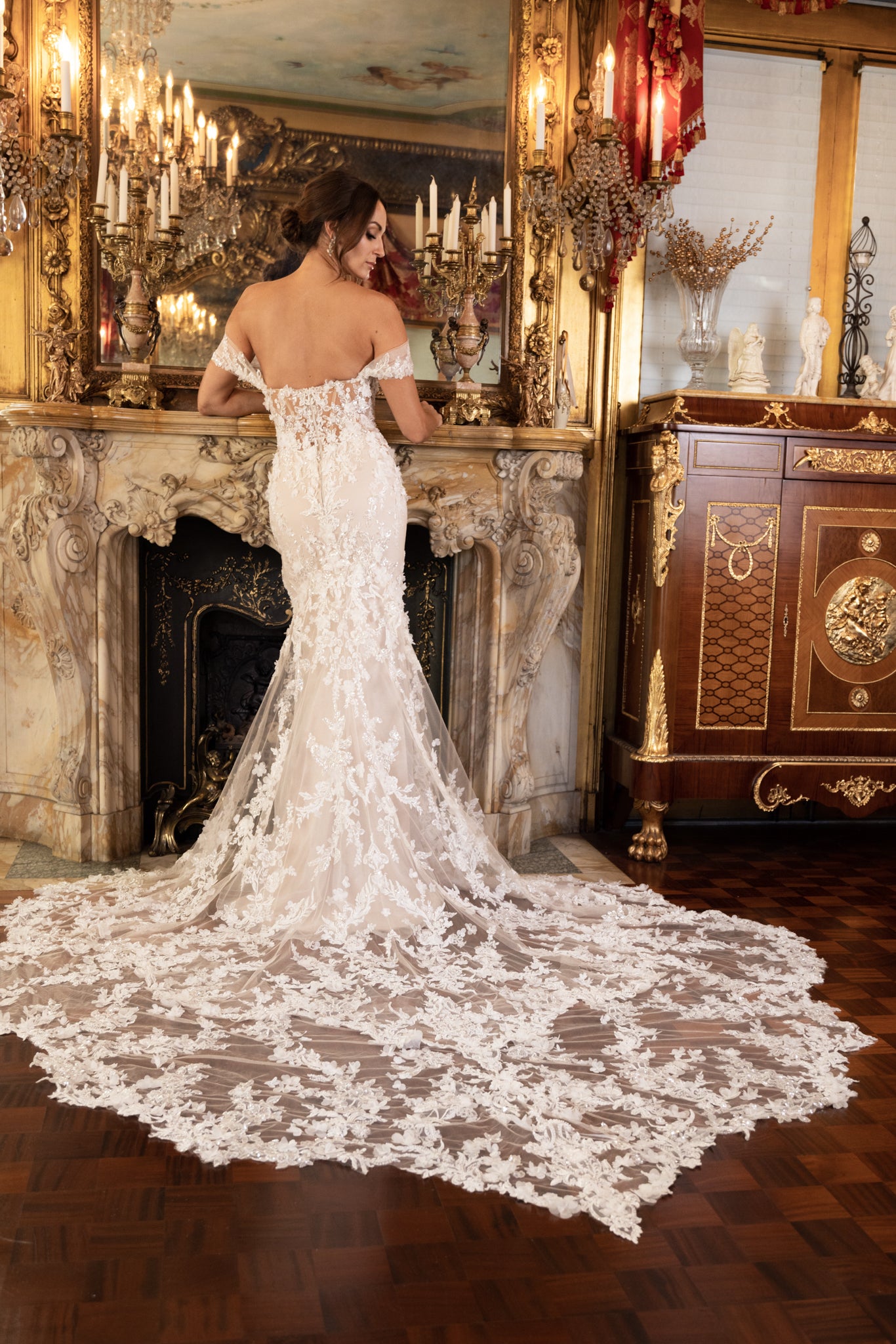 Sexy Lace Cap Sleeve Fit And Flare Gown by Randy Fenoli - Image 2