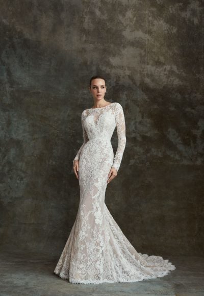 Lace Romantic Long Sleeve Gown by Alberto Palatchi