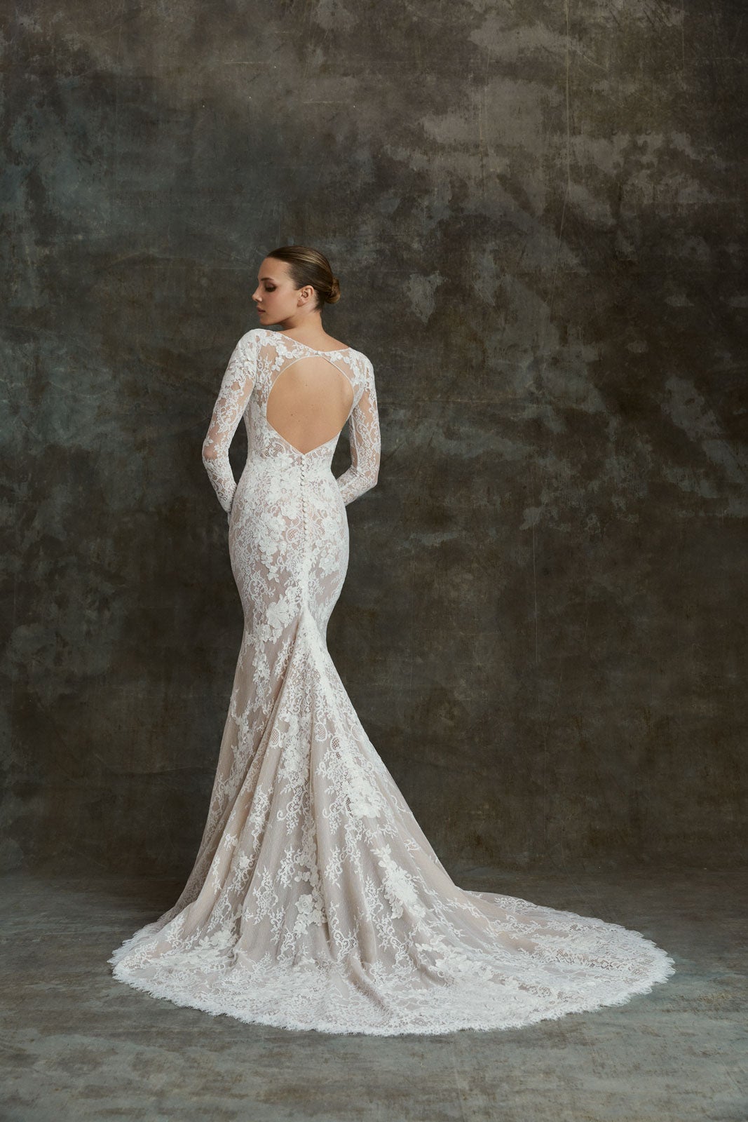 Lace Romantic Long Sleeve Gown by Alberto Palatchi - Image 3