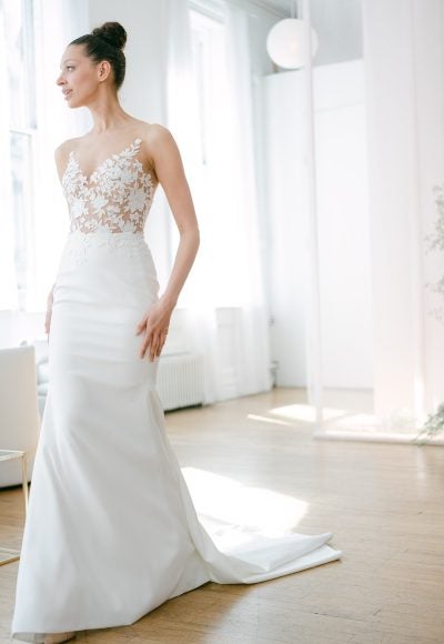 Sexy V-neck Sleeveless Sheath Gown by Ines by Ines Di Santo