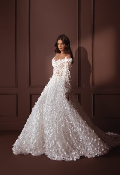 Laser Cut Flower A-Line Gown by Pnina Tornai