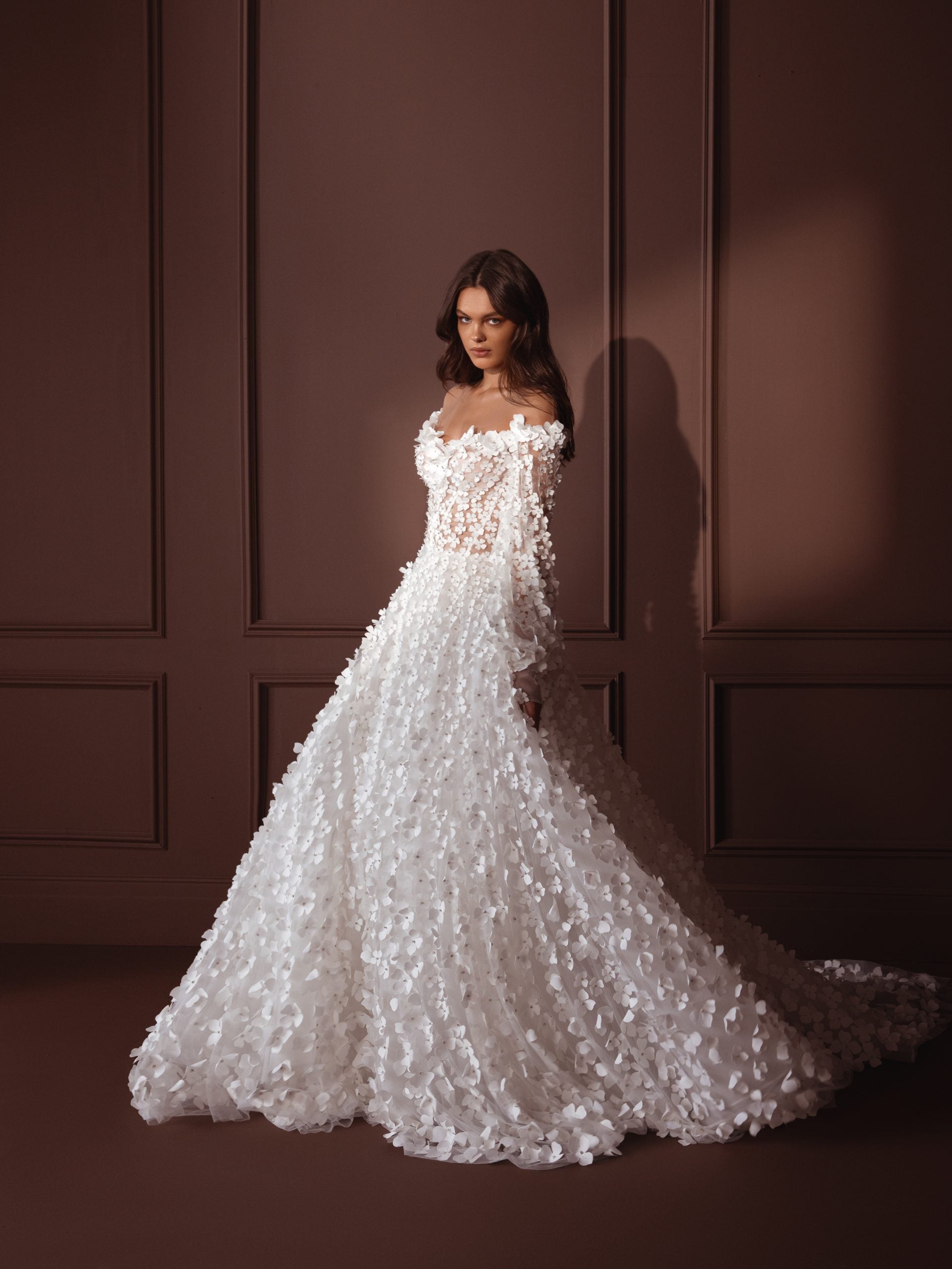 Laser Cut Flower A-Line Gown by Pnina Tornai - Image 1