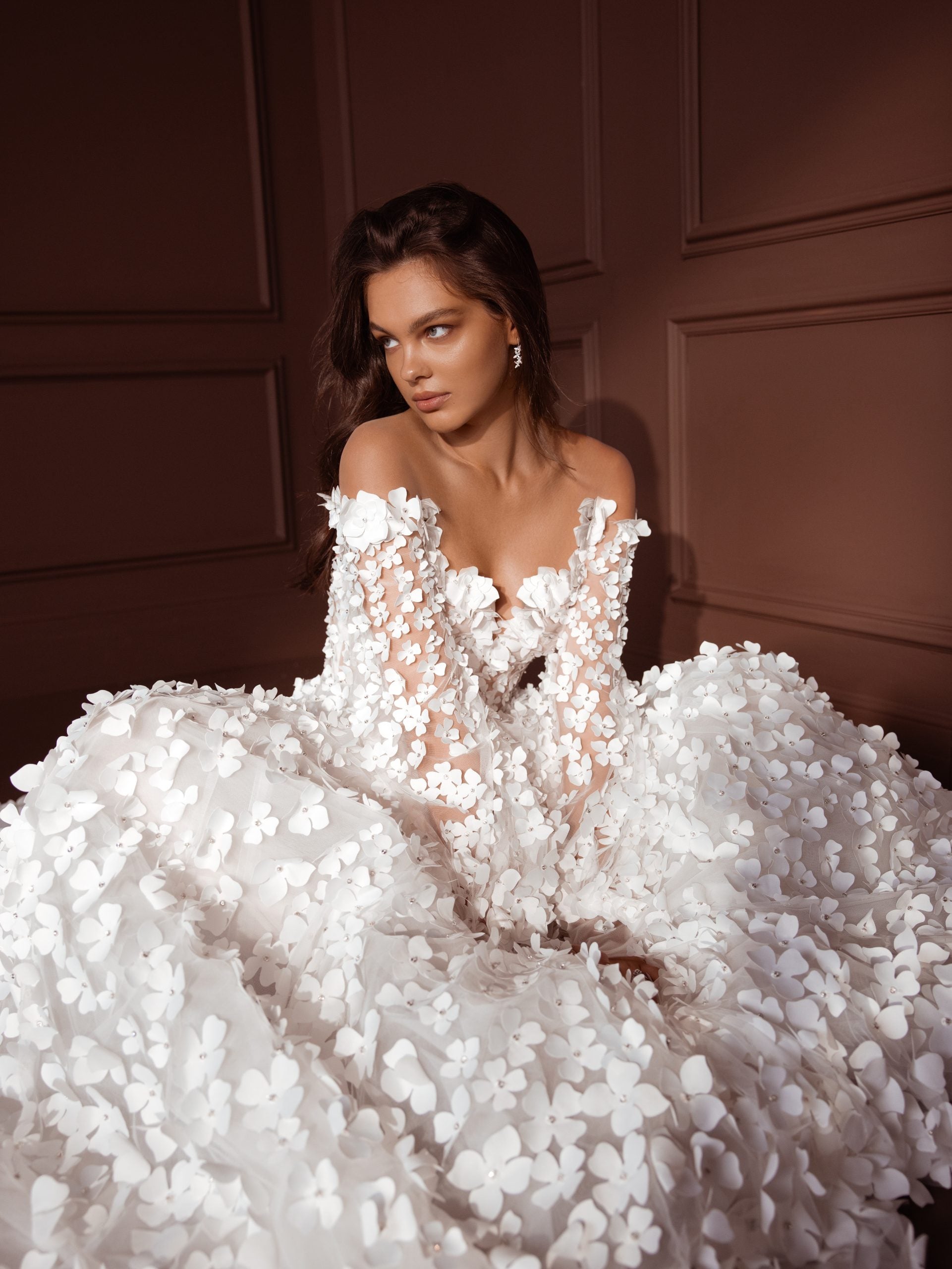 Laser Cut Flower A-Line Gown by Pnina Tornai - Image 3