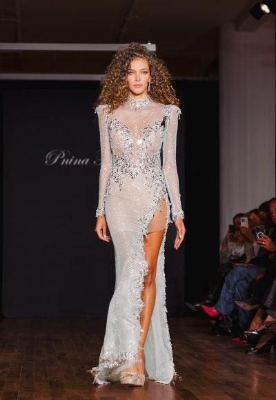 Crystal Sheath Gown With Slit by Pnina Tornai
