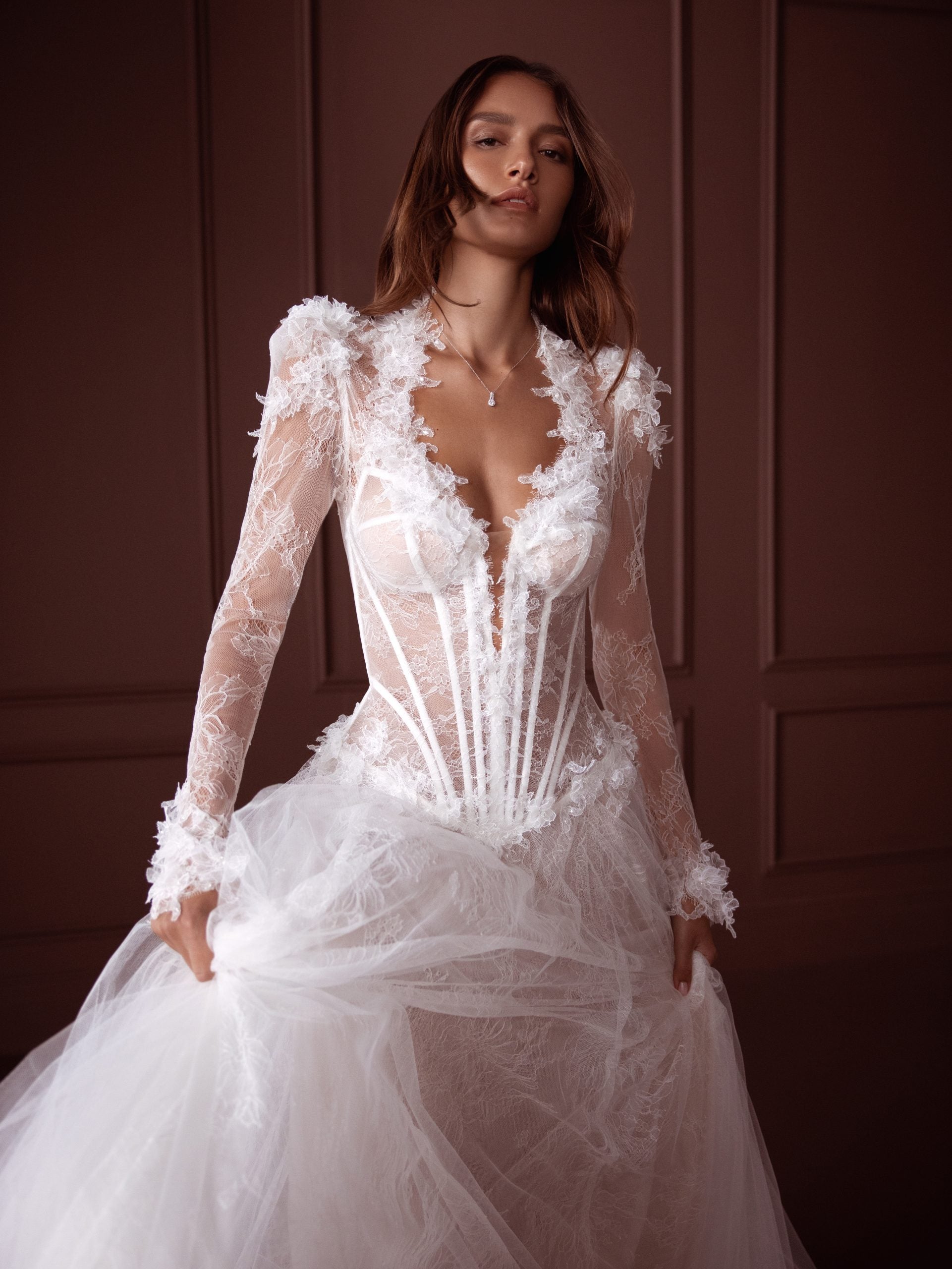 A-line Chantilly Lace by Pnina Tornai - Image 3