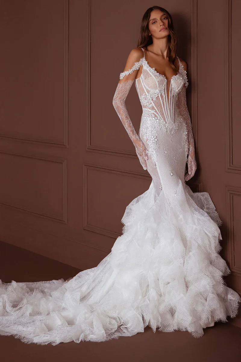 Mermaid with water crystal applique by Pnina Tornai - Image 1