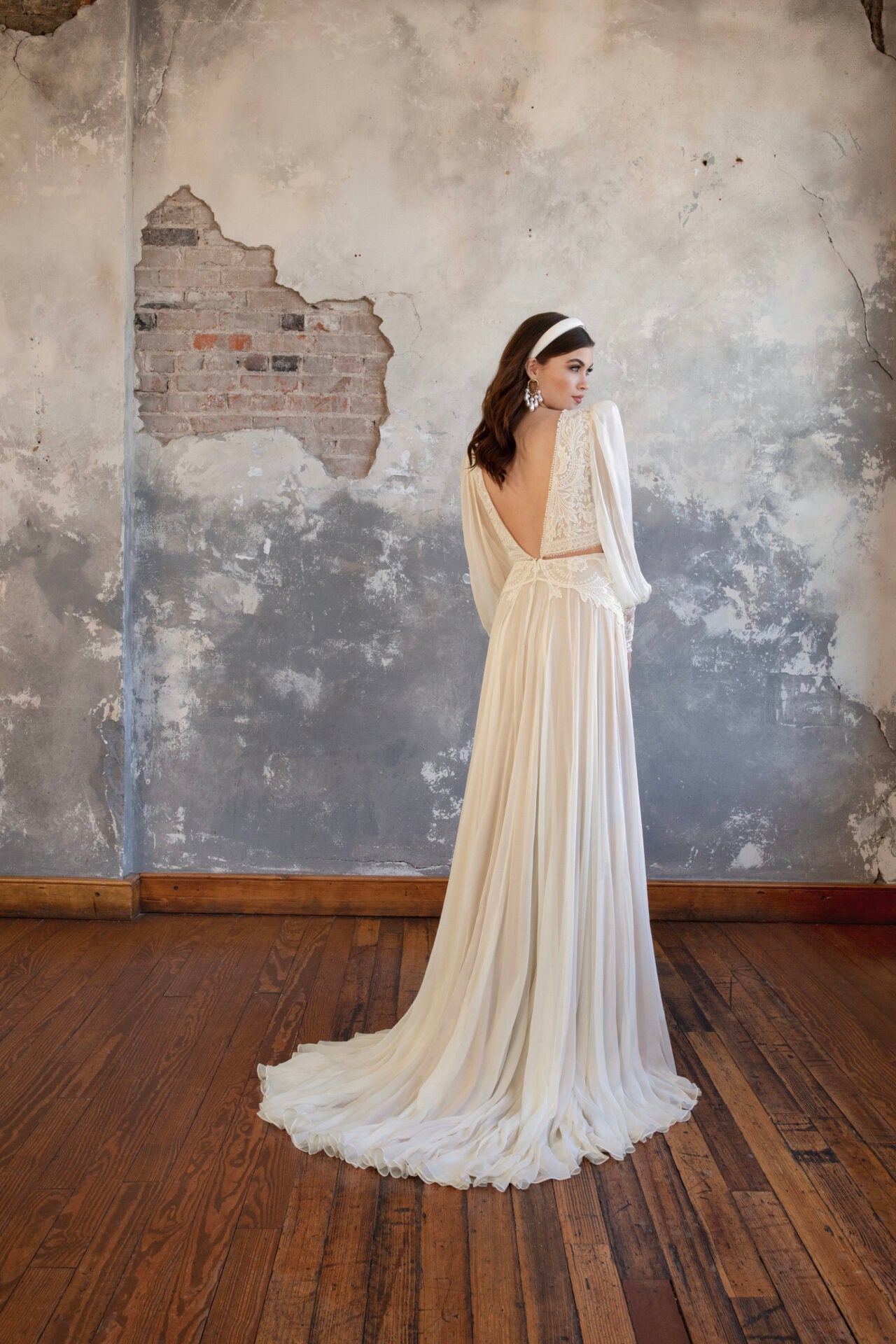 Lace And Chiffon A-Line Gown With Slit by All Who Wander - Image 2