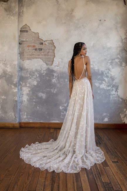 Embroidered A-Line Gown With Open Back | Kleinfeld Bridal