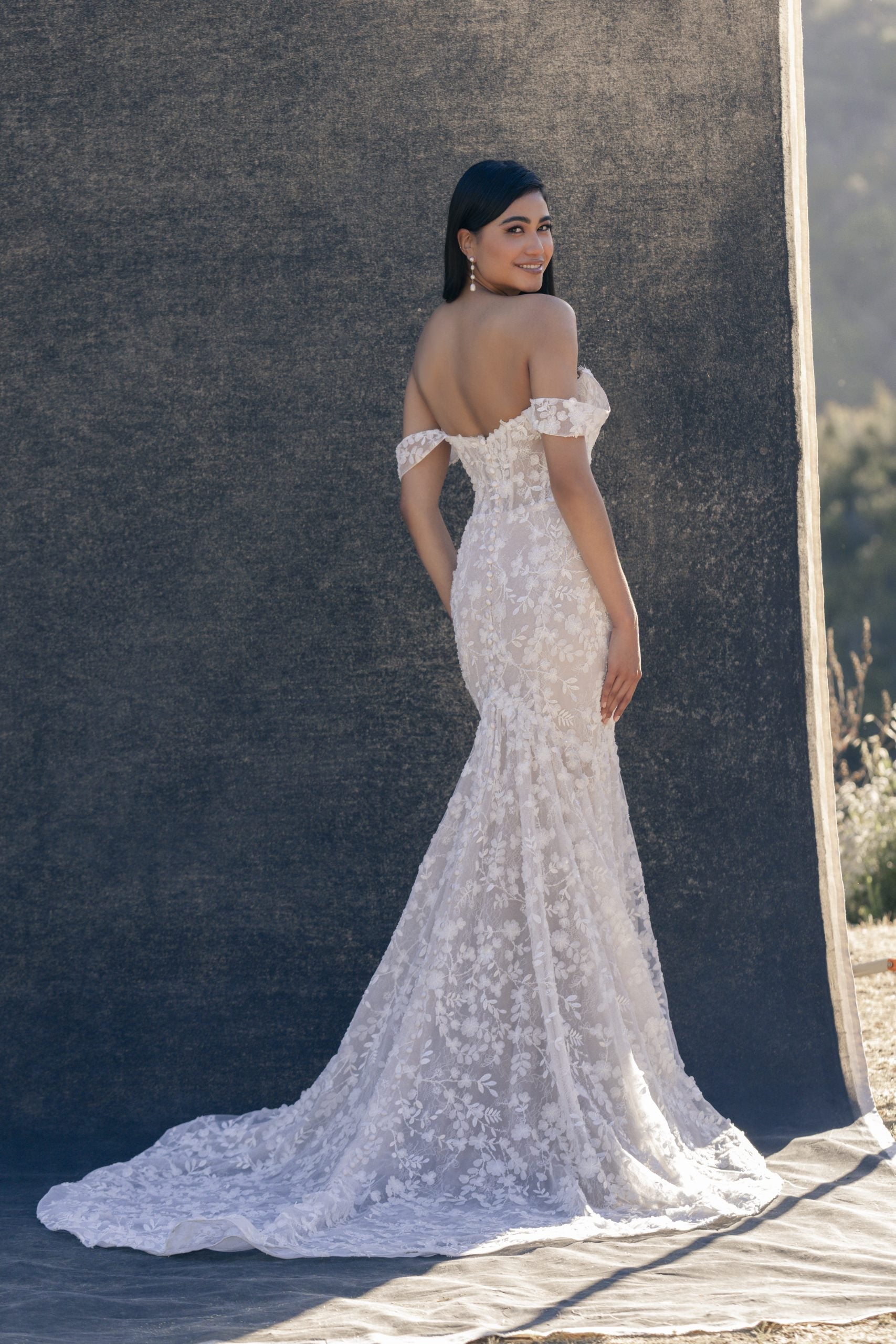Off-the-Shoulder Floral Fit-and-Flare Gown by Allure Bridals - Image 2