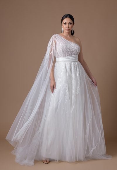One Shoulder A-line Tulle Wedding Dress by Dany Girl