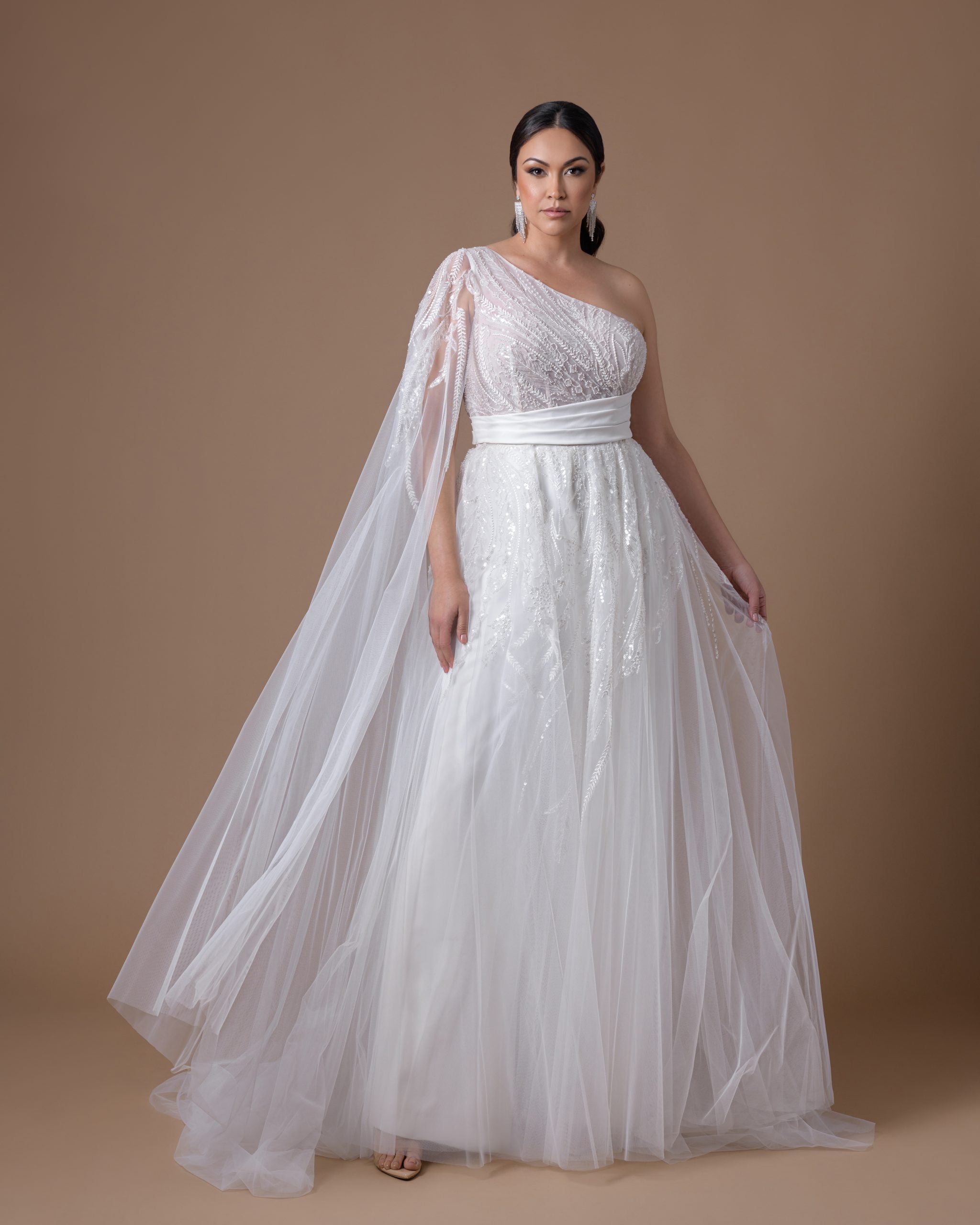 One Shoulder A-line Tulle Wedding Dress by Dany Girl - Image 1
