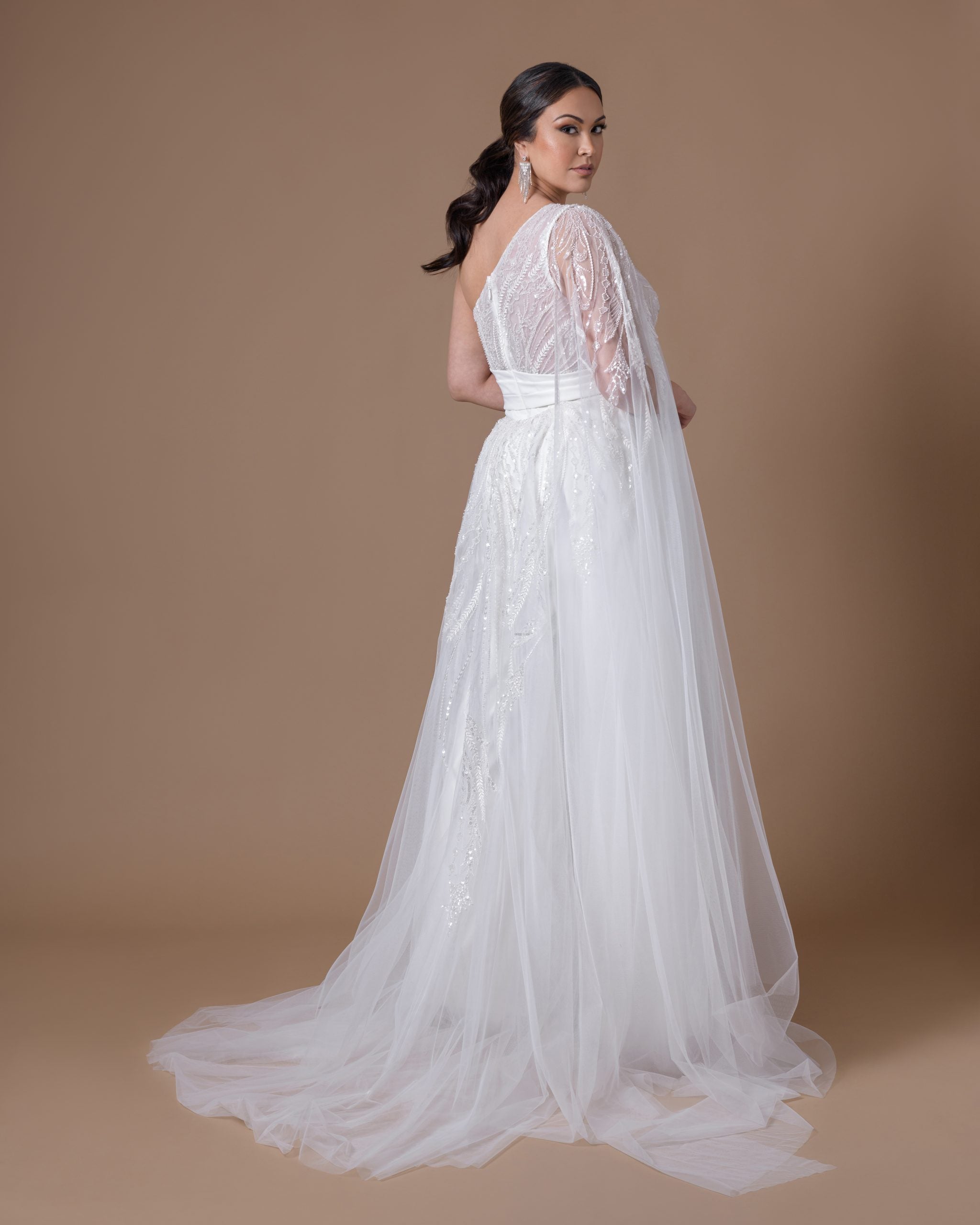 One Shoulder A-line Tulle Wedding Dress by Dany Girl - Image 2