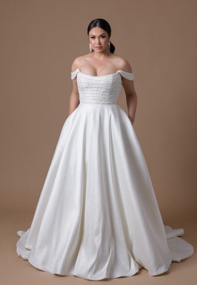 Hand-Beaded Satin Ball Gown by Dany Girl