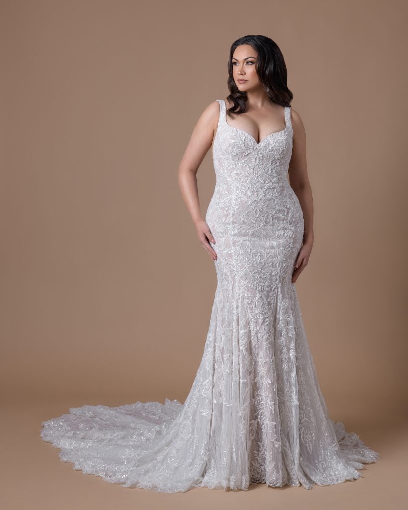 Romantic And Sexy Embroidered Fit-and-Flare Gown | Kleinfeld Bridal